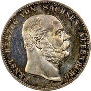 Germany 5 Mark 1901 A KM# 38 Saxe-Altenburg / Duchy / Regular Coinage coin obverse