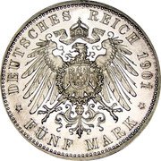 Germany 5 Mark 1901 A KM# 526 Kingdom / Reform Coinage coin reverse