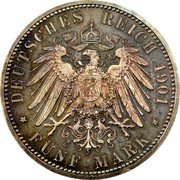 Germany 5 Mark 1901 A KM# 38 Saxe-Altenburg / Duchy / Regular Coinage coin reverse