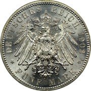 Germany 5 Mark 1902 E Proof KM# 1256 Saxony-Albertine / Kingdom / Reform Coinage coin reverse