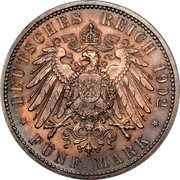 Germany 5 Mark 1902 KM# 273 Baden / Grand Duchy / Reform Coinage coin reverse