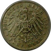 Germany 5 Mark 1903 E KM# 1258 Saxony-Albertine / Kingdom / Reform Coinage coin reverse