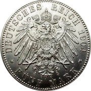 Germany 5 Mark 1904 G KM# 274 Baden / Grand Duchy / Reform Coinage coin reverse