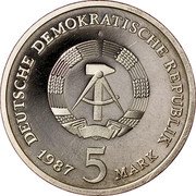 Germany 5 Mark 1987 A Proof KM# 115 Democratic Republic / Standard Coinage coin obverse
