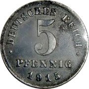 Germany 5 Pfennig 1915 A KM# 19 Standard Coinage coin obverse Germany 5 Pfennig 1915 A KM# 19 Standard Coinage coin obverse