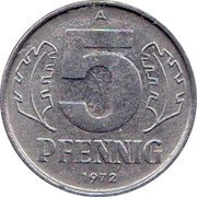Germany 5 Pfennig 1972 A KM# 9.1 Democratic Republic / Standard Coinage coin reverse
