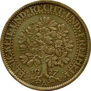 Germany 5 Reichsmark 1927 A KM# 56 Reichsmark Coinage coin reverse Germany 5 Reichsmark 1927 A KM# 56 Reichsmark Coinage coin reverse