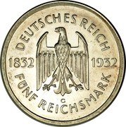 Germany 5 Reichsmark 1932 G KM# 77 Reichsmark Coinage coin obverse