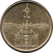 Germany 5 Reichsmark 1934 F KM# 82 Third Reich / Standard Coinage coin reverse Germany 5 Reichsmark 1934 F KM# 82 Third Reich / Standard Coinage coin reverse