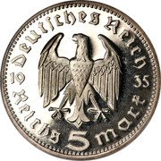 Germany 5 Reichsmark 1935 F KM# 86 Third Reich / Standard Coinage coin obverse Germany 5 Reichsmark 1935 F KM# 86 Third Reich / Standard Coinage coin obverse