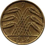 Germany 5 Reichspfennig 1936 J KM# 39 Reichsmark Coinage coin reverse Germany 5 Reichspfennig 1936 J KM# 39 Reichsmark Coinage coin reverse