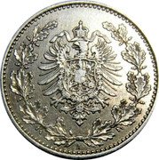 Germany 50 Pfennig 1877 A KM# 8 Standard Coinage coin reverse Germany 50 Pfennig 1877 A KM# 8 Standard Coinage coin reverse