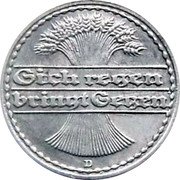 Germany 50 Pfennig 1919 D KM# 27 Mark Coinage coin reverse Germany 50 Pfennig 1919 D KM# 27 Mark Coinage coin reverse