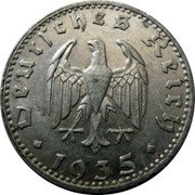 Germany 50 Reichspfennig 1935 G KM# 87 Third Reich / Standard Coinage coin obverse