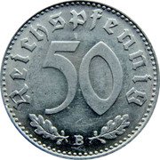Germany 50 Reichspfennig 1939 B KM# 96 Third Reich / Standard Coinage coin reverse Germany 50 Reichspfennig 1939 B KM# 96 Third Reich / Standard Coinage coin reverse