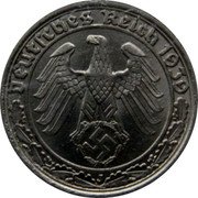 Germany 50 Reichspfennig 1939 J KM# 95 Third Reich / Standard Coinage coin obverse