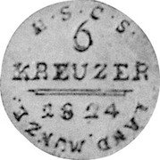 Germany 6 Kreuzer 1824 S KM# 138.3 Saxe-Coburg-Saalfeld / Duchy / Regular Coinage coin reverse Germany 6 Kreuzer 1824 S KM# 138.3 Saxe-Coburg-Saalfeld / Duchy / Regular Coinage coin reverse