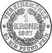 Germany Krone 1867 B KM# 1197 Saxony-Albertine / Kingdom / Regular Coinage coin reverse