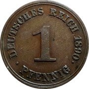 Germany Pfennig 1890 F KM# 10 Standard Coinage coin obverse Germany Pfennig 1890 F KM# 10 Standard Coinage coin obverse