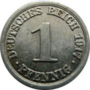Germany Pfennig 1917 A KM# 24 Standard Coinage coin obverse Germany Pfennig 1917 A KM# 24 Standard Coinage coin obverse