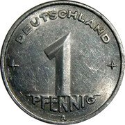 Germany Pfennig 1949 A KM# 1 Democratic Republic / Standard Coinage coin obverse Germany Pfennig 1949 A KM# 1 Democratic Republic / Standard Coinage coin obverse