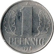 Germany Pfennig 1975 A KM# 8.1 Democratic Republic / Standard Coinage coin reverse
