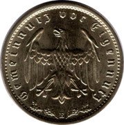 Germany Reichsmark 1937 E KM# 78 Third Reich / Standard Coinage coin obverse Germany Reichsmark 1937 E KM# 78 Third Reich / Standard Coinage coin obverse