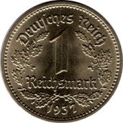 Germany Reichsmark 1937 E KM# 78 Third Reich / Standard Coinage coin reverse Germany Reichsmark 1937 E KM# 78 Third Reich / Standard Coinage coin reverse