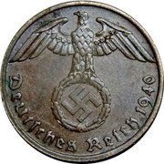 Germany Reichspfennig 1940 A KM# 89 Third Reich / Standard Coinage coin obverse Germany Reichspfennig 1940 A KM# 89 Third Reich / Standard Coinage coin obverse