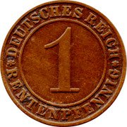 Germany Rentenpfennig 1923 D KM# 30 Rentenmark Coinage coin obverse Germany Rentenpfennig 1923 D KM# 30 Rentenmark Coinage coin obverse