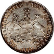Germany Thaler 1857 KM# 601 Württemberg / Kingdom / Regular Coinage coin reverse