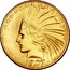 USA Ten Dollars Indian Head 1907 without periods KM# 125 LIBERTY DATE coin obverse