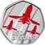 UK 50 Pence Red Arrows. Colored 2025  BU RED ARROWS TD coin reverse
