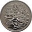 Australia 20 Cents (Cute Leatherback Hatchling Turtle) 20 coin reverse