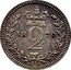 UK 2 Pence Victoria 1870 Prooflike KM# 729 2 coin reverse
