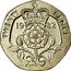 UK 20 Pence Tudor Rose 1982 KM# 931 TWENTY PENCE 19 82 W G 20 coin reverse