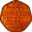 UK 50 Pence Samuel Johnson's Dictionary 2005 British Royal Mint Proof KM# 1050b 50. FI'FTY. SAXON. PENCE. PLURAL OF PENNY. JOHNSON'S DICTIONARY 1755 TP coin reverse