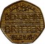 UK Fifty Pence 100th birthday of Benjamin Britten 2013 British Royal Mint KM# 1253 ∙ BLOW BUGLE ∙ BLOW BENJAMIN COMPOSER∙BORN 1913 BRITTEN SET THE WILD ECHOES FLYING coin reverse