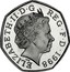 UK Fifty Pence (Britannia revised inscription) KM# 991 ELIZABETH∙II∙D∙G REG∙F∙D∙1998 IRB coin obverse