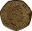 UK Fifty Pence (Shield of the Royal Arms) KM# 1112b ELIZABETH II D G REG F D *DATE* coin obverse