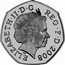 UK Fifty Pence (Royal Shield Puzzle) KM# 1112a ELIZABETH II D G REG F D *DATE* coin obverse