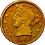 USA Five Dol. Liberty Head 1849 KM# 37.1 MOFFAT & CO coin obverse