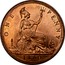 UK One Penny Victoria 1860 Without obverse signature, 15 leaves KM# 749.2 ONE PENNY coin reverse