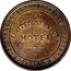 New Zealand 1 Penny United Service Hotel / Auckland 1874 KM# Tn67 UNITED SERVICE HOTEL ∙CORNER QUEEN AND WELLESLEY STREET∙ AUCKLAND.N.Z coin reverse
