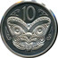 New Zealand 10 Cents Elizabeth II 1985 (o) Wiry hair, bushy eyebrow KM# 41.2 10 J B coin reverse