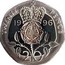 UK 20 Pence 25th Anniversary of Decimal Currency, Crowned Rose 1996 Proof KM# 939a TWENTY PENCE 19 96 W G 20 coin reverse