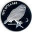 New Zealand Five Dollars Morepork 1999 Proof KM# 115a FIVE DOLLARS MOREPORK coin reverse