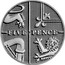 UK Five Pence (Royal Shield of Arms) KM# 1334a FIVE PENCE coin reverse