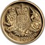 UK One Pound Royal Arms 2015 Proof KM# 1341b HONI SOIT QUI MAL Y PENSE DIEU ET MON DROIT ONE POUND coin reverse
