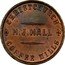 New Zealand Penny Hall H. J. - Christchurch (1864-1865) KM# Tn28a CHRISTCHURCH COFFEE MILLS HJ HALL coin obverse